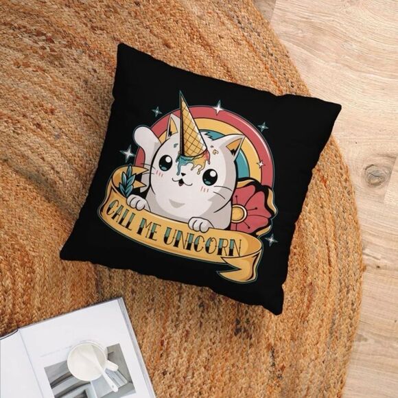 Colorful Cartoon Cat Unicorn Pillow Cover - Picture 6 of 7